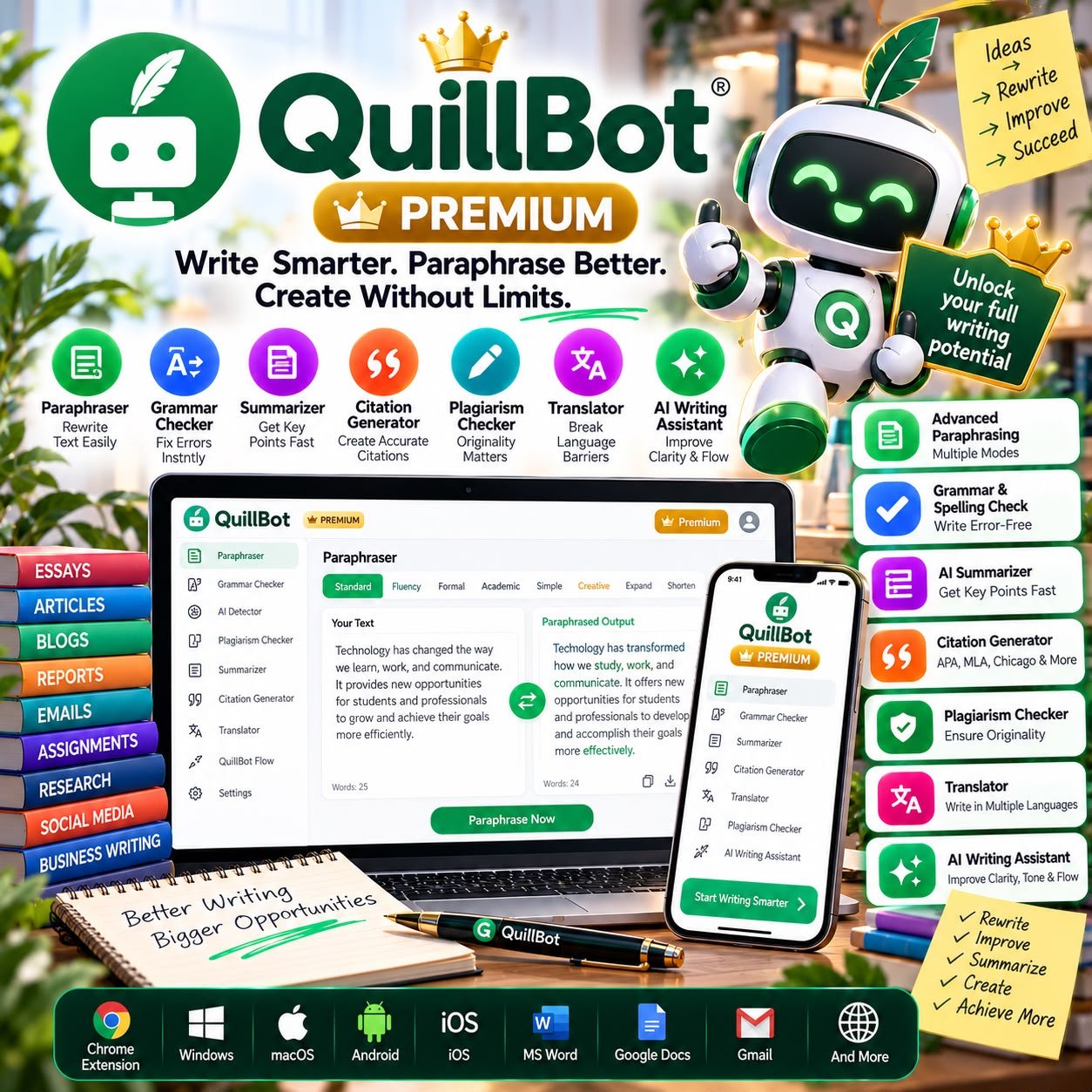QuillBot Premium – Advanced Paraphrasing & Writing Assistant