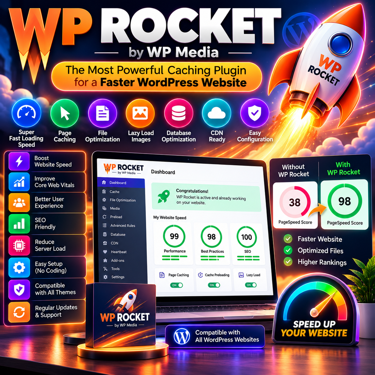 WP Rocket by WP Media – Premium WordPress Cache & Speed Optimization Plugin